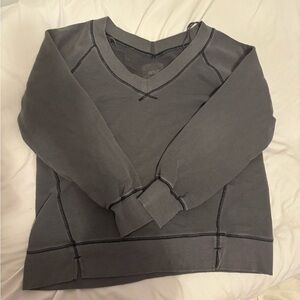 Aerie Charcoal V-Neck Sweater